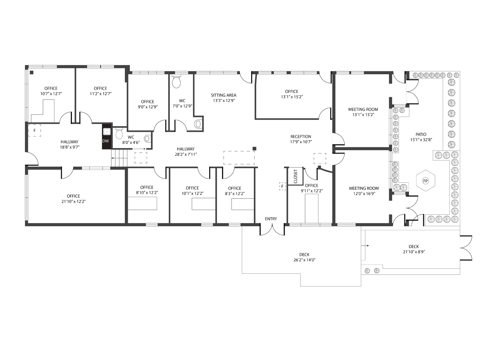 Floor plan with measurements for a los angeles real estate listing.